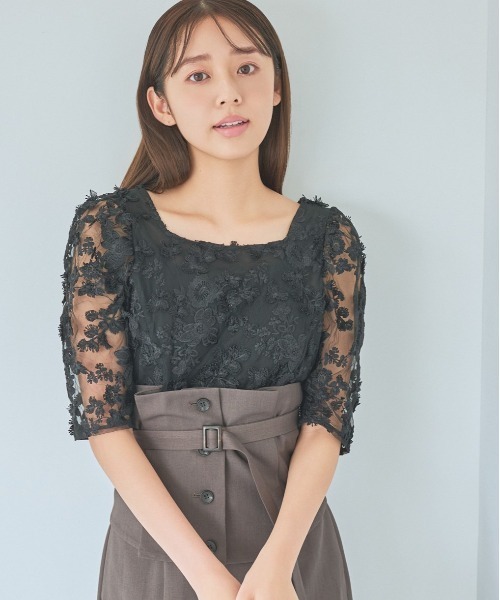 おしゃれ  ブラウス シャツ パンツ セット フラワー mysty woman ブラウス シャツ 3Dフラワー2WAYブラウス 135591