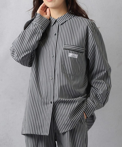 ブラウス シャツ 「eLur」ストライプシャツ(パジャマ) レディース メンズ eLur ブラウス シャツ 「eLur」ストライプシャツ(パジャマ