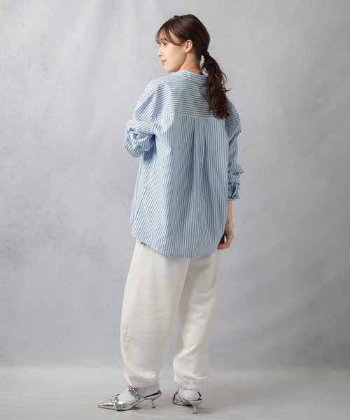 ブラウス シャツ 「eLur」ストライプシャツ(パジャマ) レディース メンズ eLur ブラウス シャツ 「eLur」ストライプシャツ(パジャマ