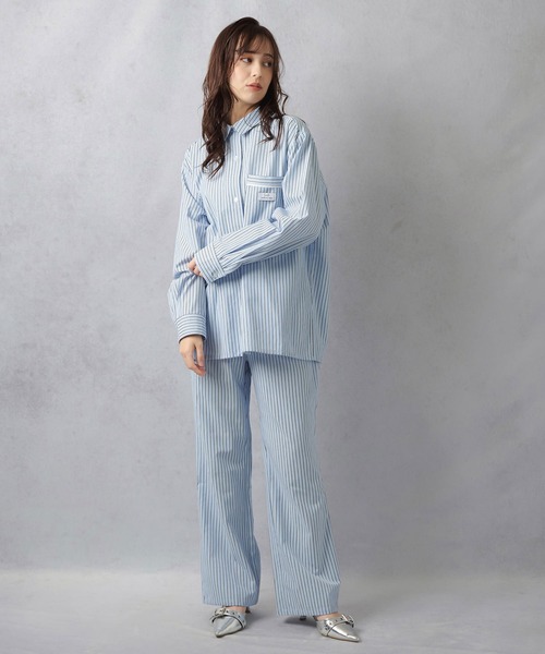 ブラウス シャツ 「eLur」ストライプシャツ(パジャマ) レディース メンズ eLur ブラウス シャツ 「eLur」ストライプシャツ(パジャマ