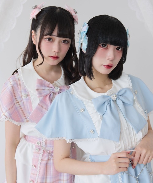 ブラウス シャツ 袖ケープハートボタンブラウス レディース DearMyLove ブラウス シャツ 袖ケープハートボタンブラウス