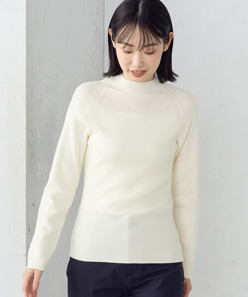 【ああ】★極美品★ニット/セーター★ハイネック★サイズL★レディース★ ANY SIS 【洗える】ハイネックバックポイント ニット （ライトモカ