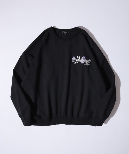 RE730 トレーナー スウェット Flower embroidery wide