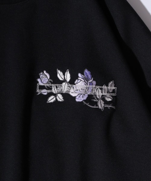 ロージーモンスター　フラワーウールヤーンエンブレムスエット　刺繍 RE730 トレーナー スウェット Flower embroidery wide