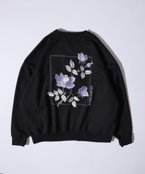 RE730 トレーナー スウェット Flower embroidery wide