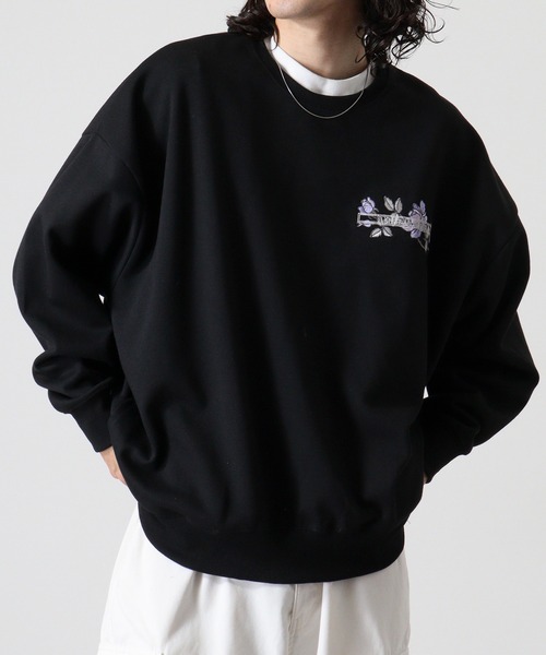 RE730 トレーナー スウェット Flower embroidery wide