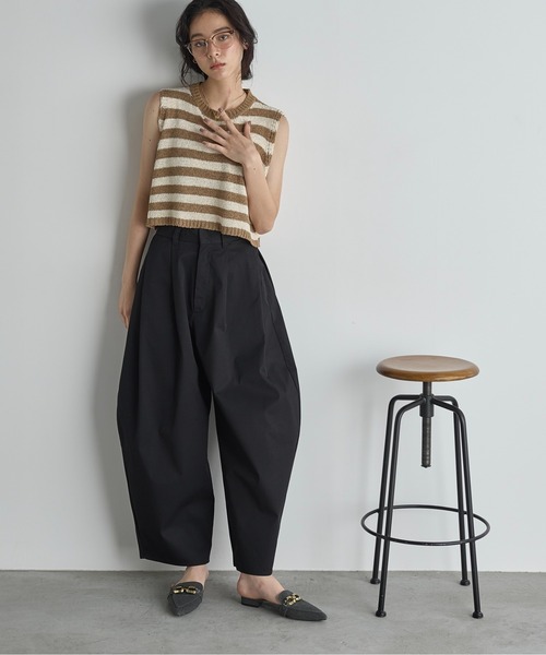 THE Yon チノパン ツイルタックコクーンバレルパンツ レディース