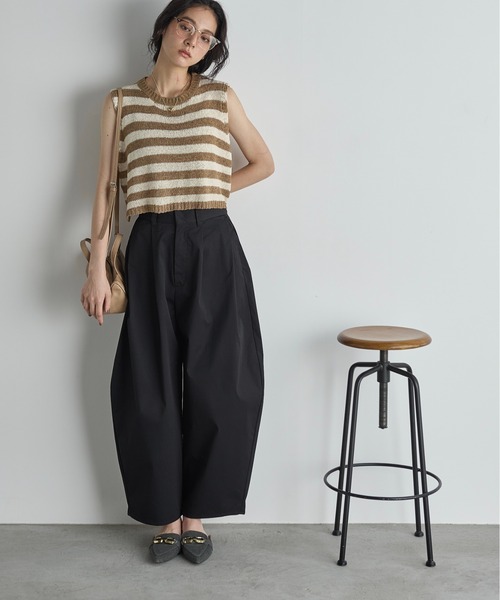 THE Yon チノパン ツイルタックコクーンバレルパンツ レディース