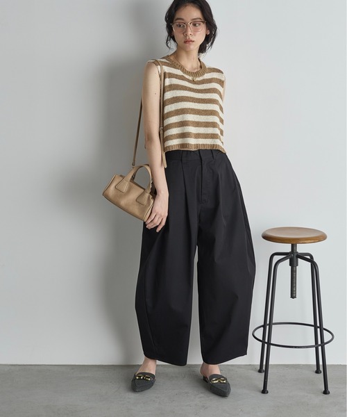 THE Yon チノパン ツイルタックコクーンバレルパンツ レディース
