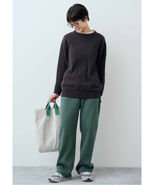 ニット セーター ＴＨＲＥＥ　ＦＩＦＴＹ　ＳＴＡＮＤＡＲＤ　ふんわり無撚糸のコットンセーター「ダークブラウン」 レディース THREE FIFTY STANDARD ニット セーター THREE FIFTY