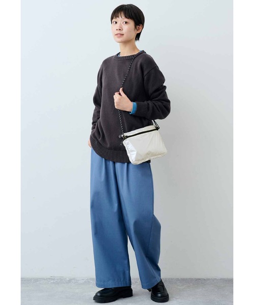 ニット セーター ＴＨＲＥＥ　ＦＩＦＴＹ　ＳＴＡＮＤＡＲＤ　ふんわり無撚糸のコットンセーター「ダークブラウン」 レディース THREE FIFTY STANDARD ニット セーター THREE FIFTY