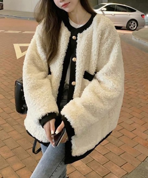 THISIS ノーカラージャケット MEDIUM アイボリー レディース