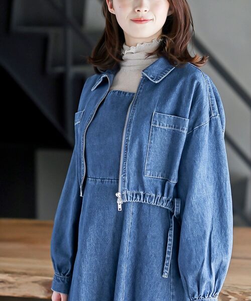 leur logette  POPUP限定　デニム　フリル袖　ブルゾン　サイズ1 デニム フリルカラー シャツ（シャツ/ブラウス）｜ANGIE