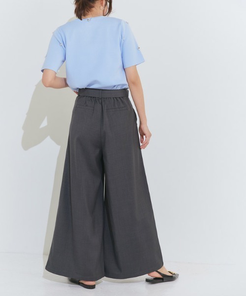 パンツ リネンライクベルト付きタックワイドパンツ レディース | Pierrot | 06
