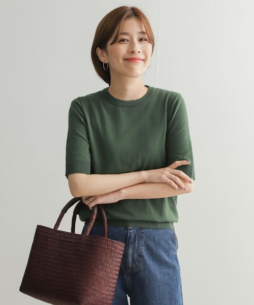「URBAN RESEARCH DOORS」 半袖ニット MEDIUM ブラック レディース URBAN RESEARCH DOORS 「URBAN DOORS」 半袖ニット MEDIUM
