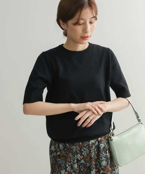 「URBAN RESEARCH DOORS」 半袖ニット MEDIUM ブラック レディース URBAN RESEARCH DOORS 「URBAN DOORS」 半袖ニット MEDIUM