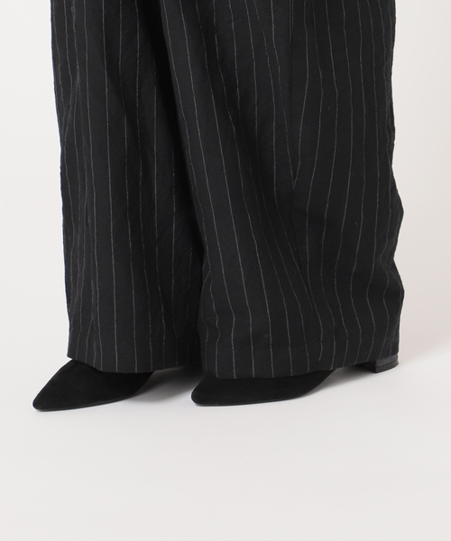 YAA!! ウエストベルト付き オールインワン 47-3-41 DOUBLE-WEAVE MELTON OVERSIZED LONG TRUCK TOP(M Black): S'YTE