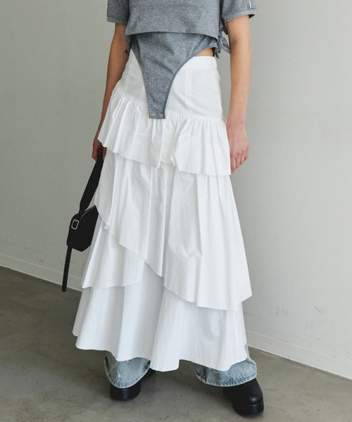MAISON SPECIAL スカート Flare Tiered Skirt/フレアティアード