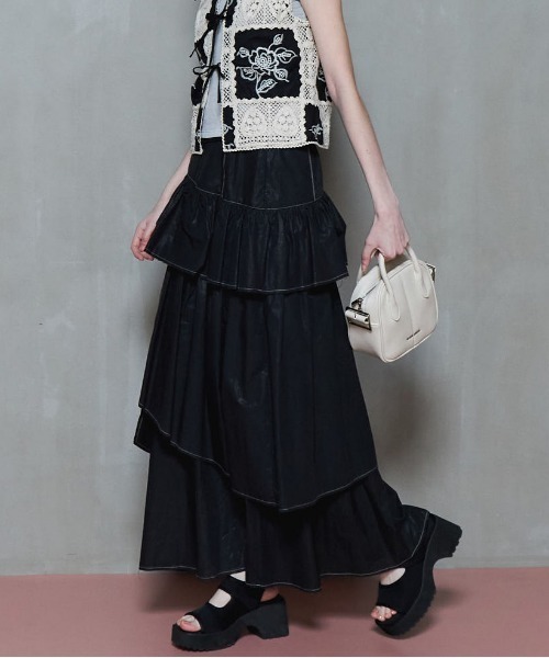MAISON SPECIAL スカート Flare Tiered Skirt/フレアティアード
