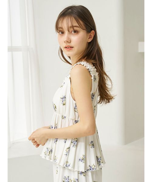 大人気!! gelato pique 花柄カップインフリルタンクトップ gelato pique パジャマ ルームウェア 花柄カップインフリル