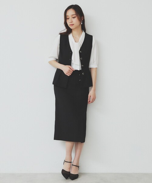 美品 マメクロゴウチ ブラック ツイードロングベスト ジレ 美品 マメクロゴウチ ブラック ツイードロングベスト ジレ 【公式通販】
