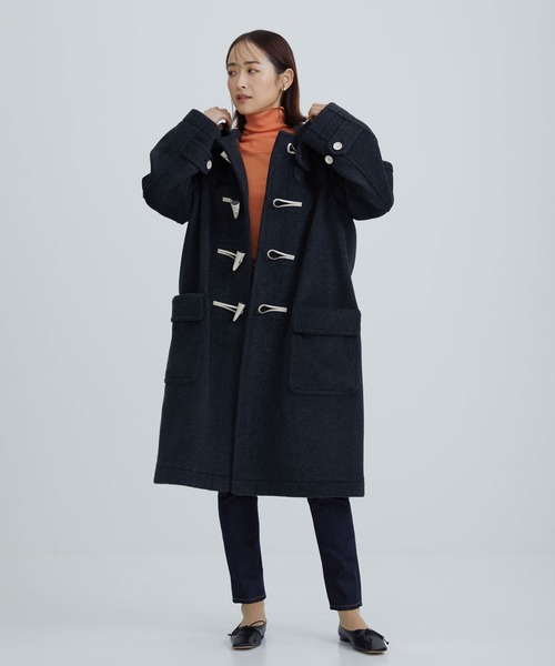 [beautiful people] полупальто "даффл коут" SMALL sax голубой женский 