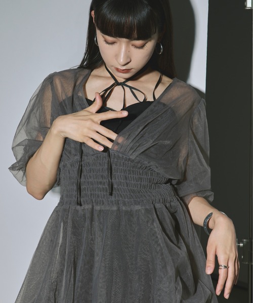 Ezick Tulle layered ボリューム袖プルオーバー レディース