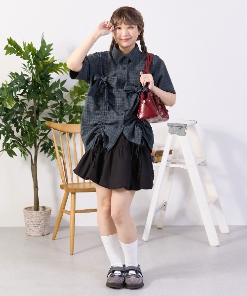 【トゥモローランド コレクション】とろみ　ブラウス　半袖　ドロスト　リボン kutir ブラウス シャツ 半袖アソートドロストリボンシャツ