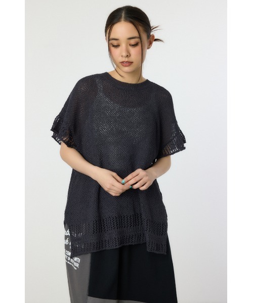 ニット セーター 2wayスパンコールチュニック レディース Loungedress ニット セーター 2WAY鹿子ニット レディース
