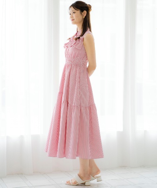 AND COUTURE ワンピース ヨークフリルストライプシャツ
