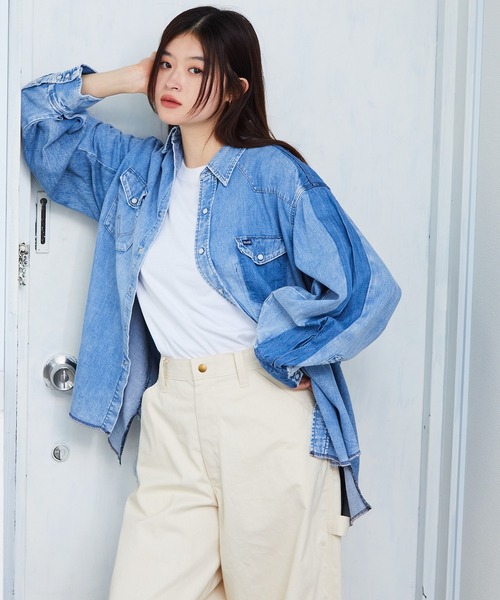 Wrangler 「Wrangler」 長袖シャツ S インディゴブルー メンズ