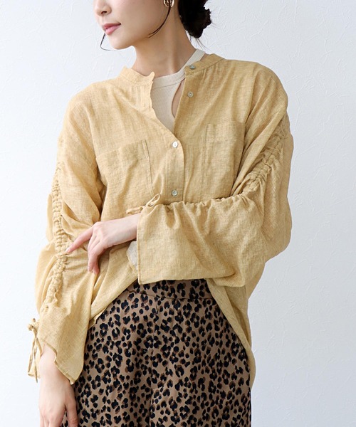 ブラウス シャツ シアーシャーリングシャツ レディース