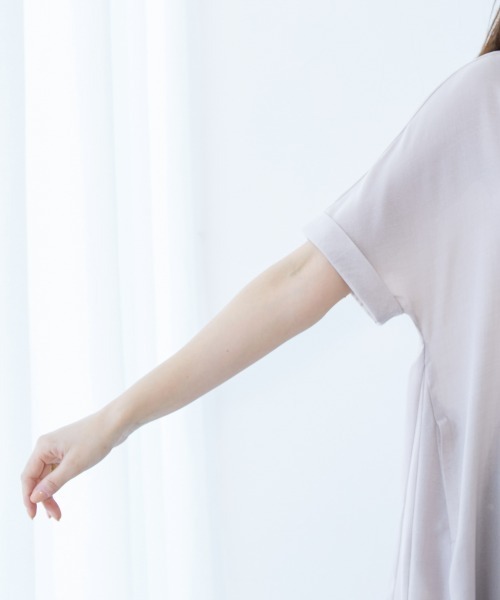 slattgir ワンピース 高身長 麻調スキッパーデザインロング