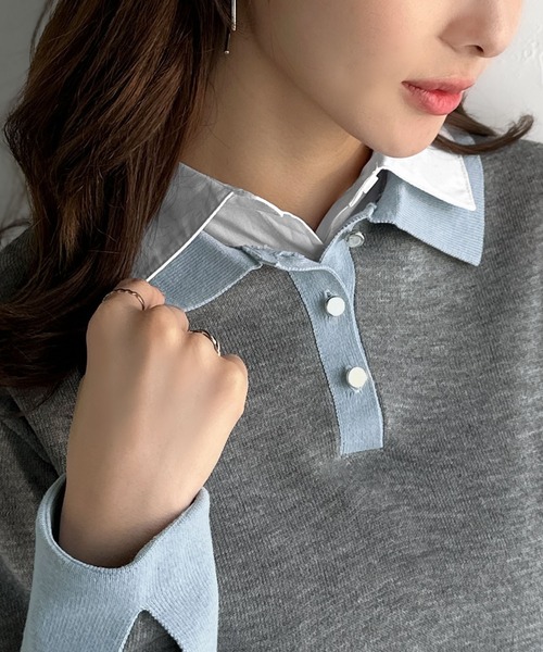 mily bilet ニット セーター 「mily bilet」重ね着風で上品見え 