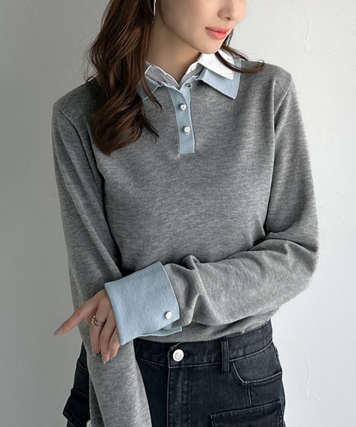 mily bilet ニット セーター 「mily bilet」重ね着風で上品見え