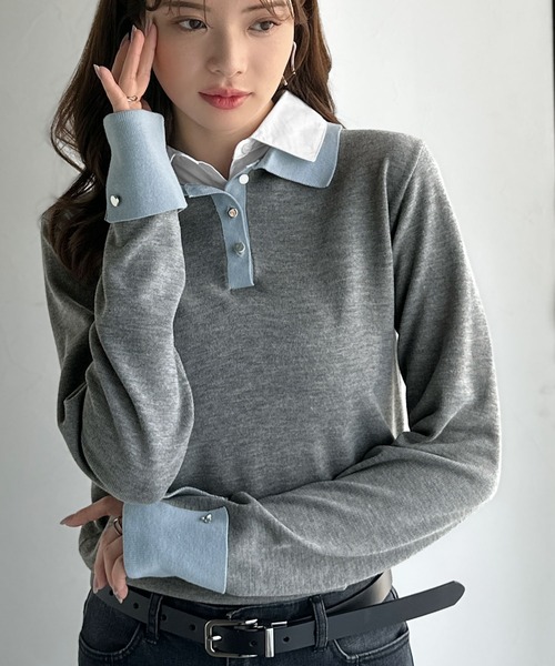 mily bilet ニット セーター 「mily bilet」重ね着風で上品見え