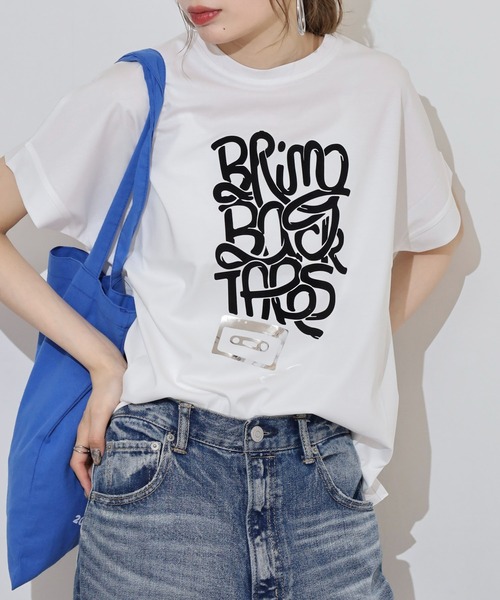 tシャツ BRODIAEA 極サラコットンフロッキープリントTシャツ レディース