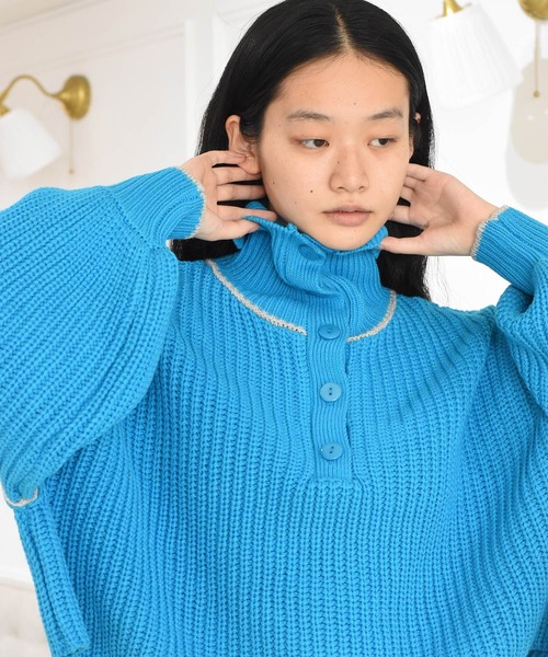 Alley by w closet 「Alley closet」 長袖ニット FREE ターコイズ
