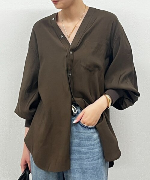 Loungedress ブラウス シャツ 袖リブV レディース : ZOZOTOWN