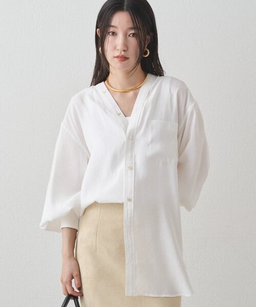 Loungedress（ラウンジドレス） ブラウス シャツ 袖リブV ブラウス