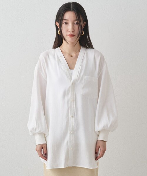 Loungedress（ラウンジドレス） ブラウス シャツ 袖リブV ブラウス
