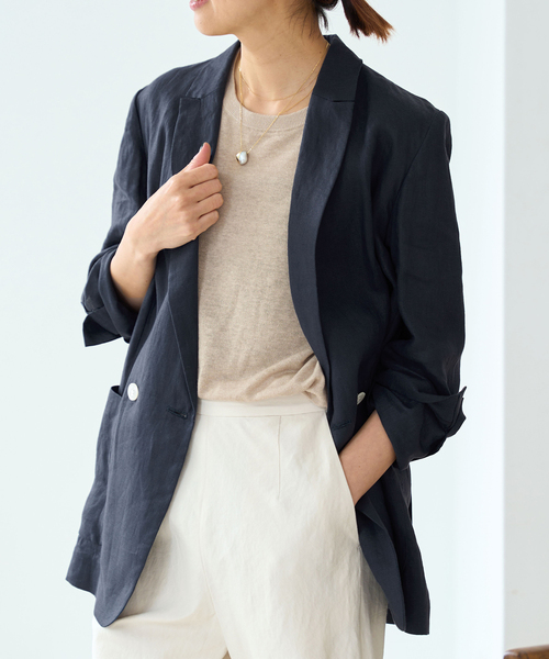 リネン ジャケット（IENA／ファッション）（素材：麻、リネン）の