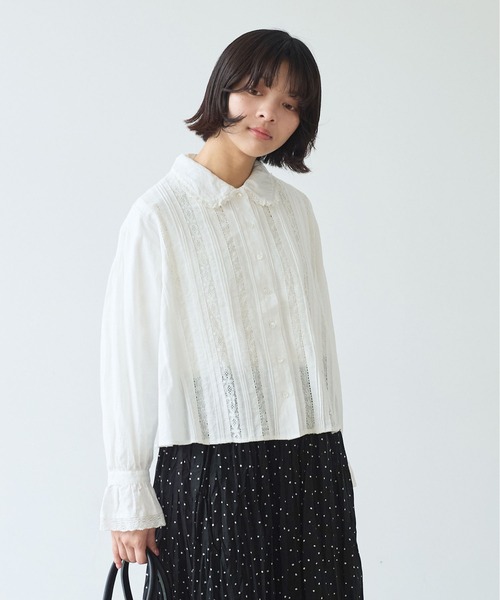 bulle de savon（ビュルデサボン） ブラウス シャツ lace patchwork 