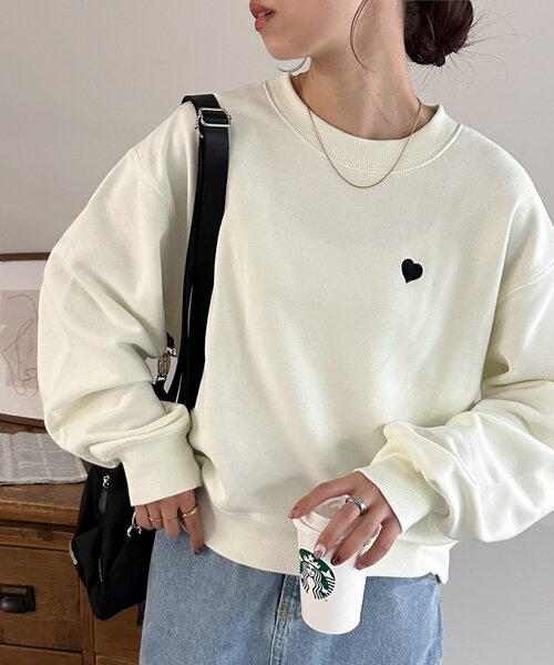 「DISCOAT」 スウェットカットソー MEDIUM オフホワイト レディース_画像2