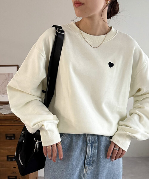 「DISCOAT」 スウェットカットソー MEDIUM オフホワイト レディース_画像3