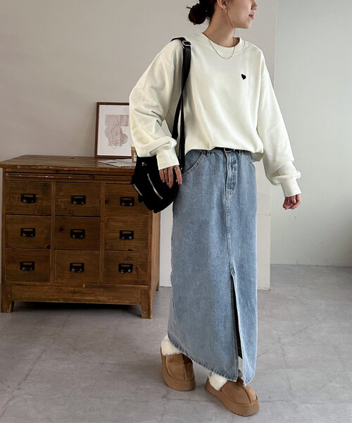 「DISCOAT」 スウェットカットソー MEDIUM オフホワイト レディース_画像4