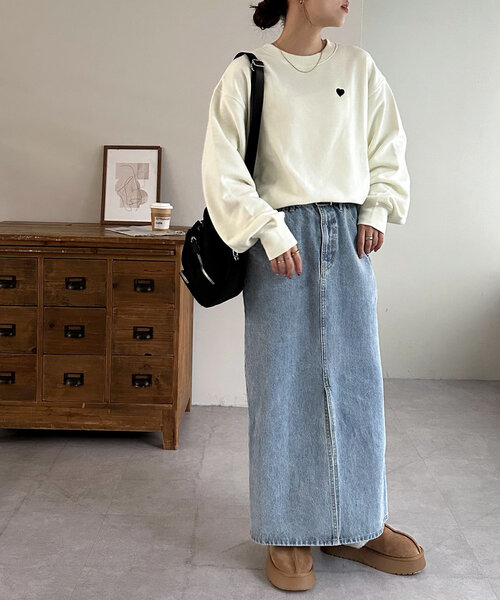 「DISCOAT」 スウェットカットソー MEDIUM オフホワイト レディース_画像5