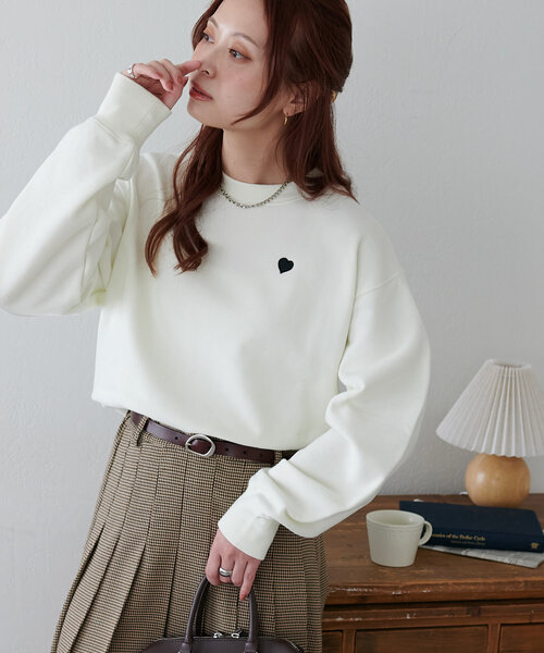 「DISCOAT」 スウェットカットソー MEDIUM オフホワイト レディース_画像6