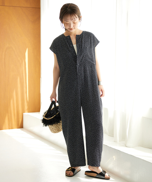 スローブイエナ リラックスイージーVネックオールインワン黒38