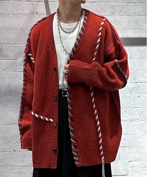 HARE（ハレ） ニットカーディガン FREE オレンジ メンズ : ZOZOTOWN